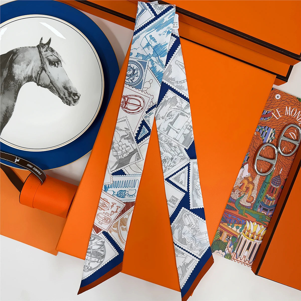 5*86 Cm Neck 100% Silk Scarf Custom Printing Scarves Designer Head Bag Women Stylish