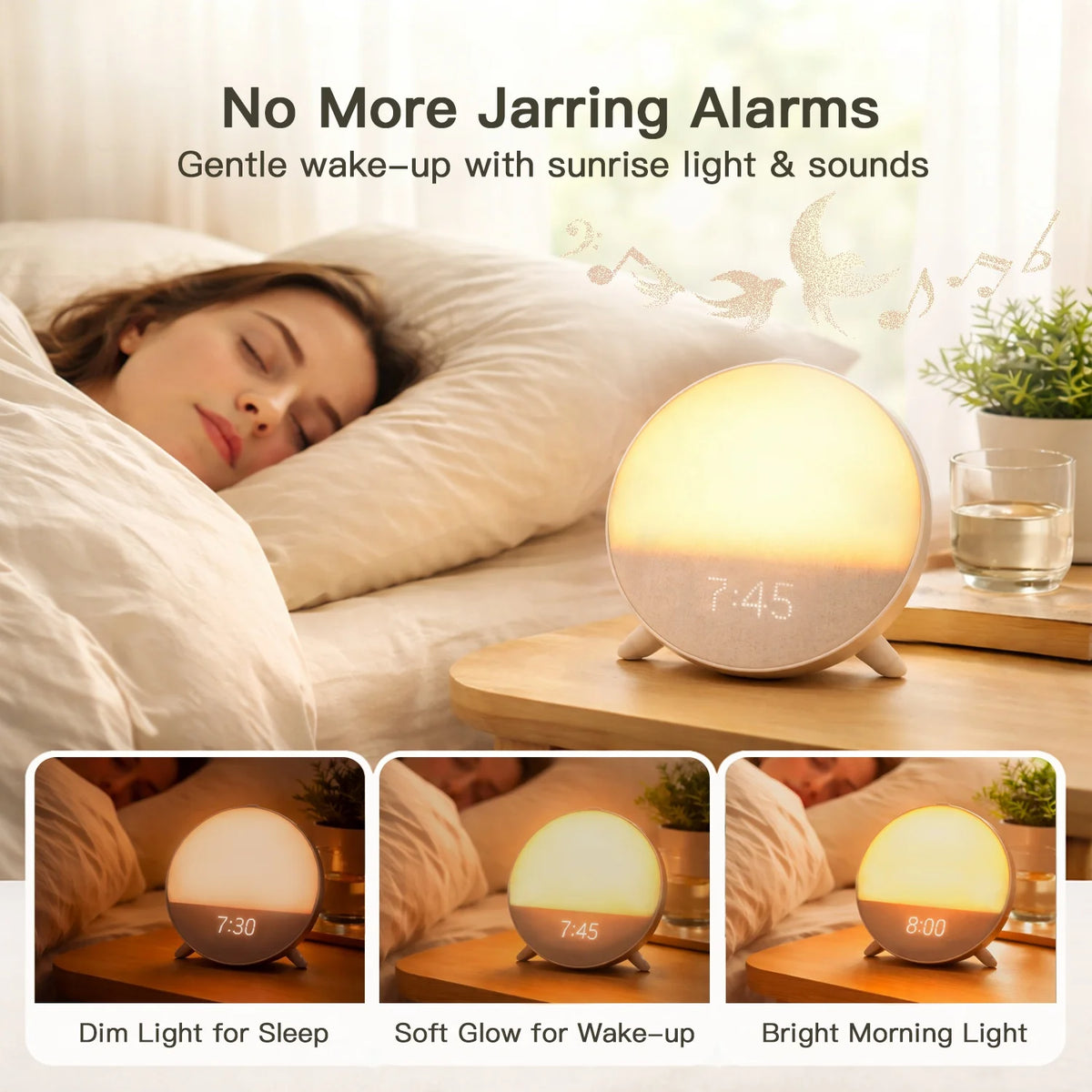 Smart Wake-Up Light with Sunrise Simulation and App Control, White