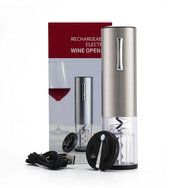 New Stainless Steel Rechargeable Electric Wine & Champagne Corkscrew Bottle Opener Gift