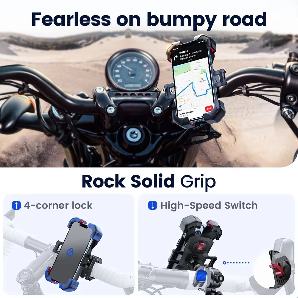 Bike Phone Holder 360 View Road Bike 4.7-7 Inch Portable Adjustable One-Click Locking