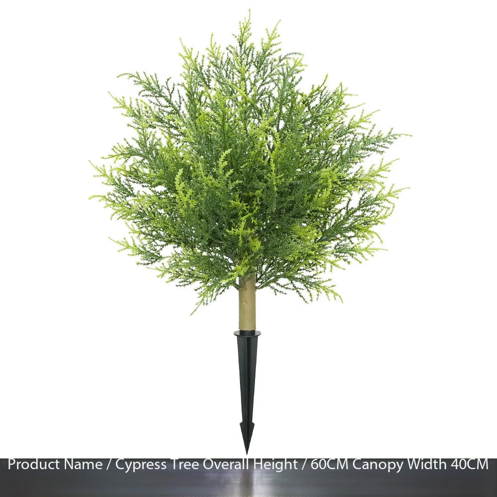 Realistic Artificial Cypress Topiary Tree Ball With Pot & Ground Spike, Indoor Outdoor