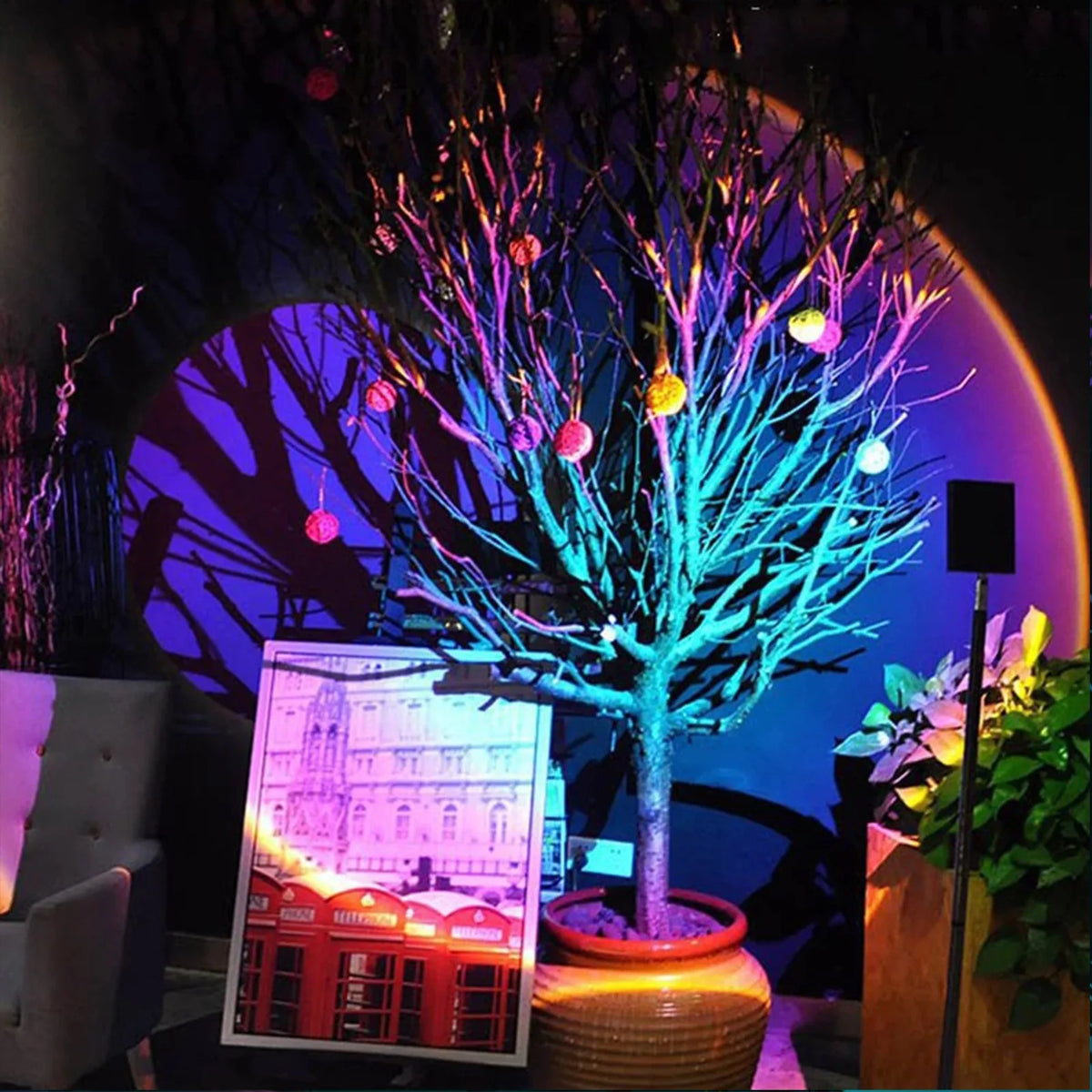 Modern Led Sunset Lamp Night Floor Light 180 Degree Rainbow Sunset Projector Lamp