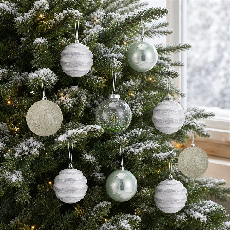 High-Quality 9-Piece Christmas Ball Set with Embossed Diamond Pattern Colored Balls