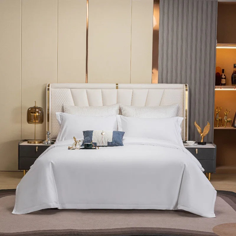 Hotel Linen 60s Pure White Satin Rectangle Pillowcase with Active Printing and Dyeing