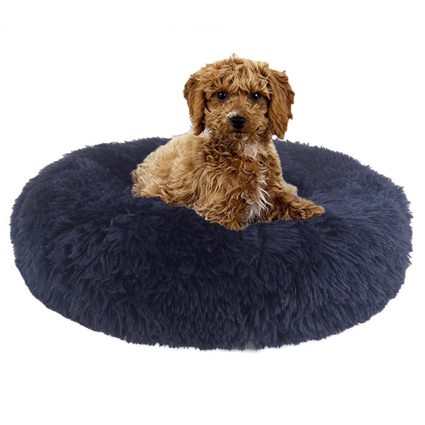 YangyangPet Fluffy Polyester Fiber Removable Cover Round Cozy Calming Donut Dog Bed