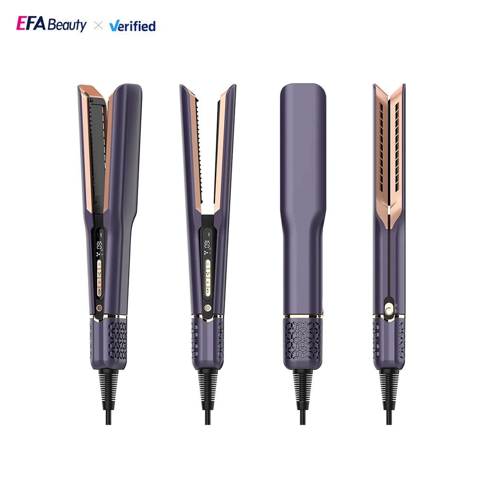 Professional Steam Hair Straightener with Ceramic Brush