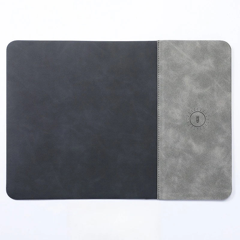 15W Fast Wireless Charging Mouse Pad, Small PU Leather Non-Slip Desk Mat with for Office