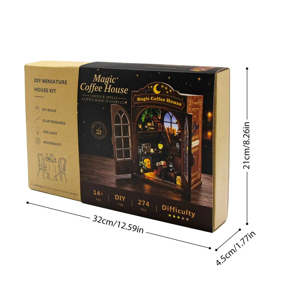 M2602 Magic Coffee House Mini Book Nook Diy Wooden Booknook Kit Miniature Book Nook