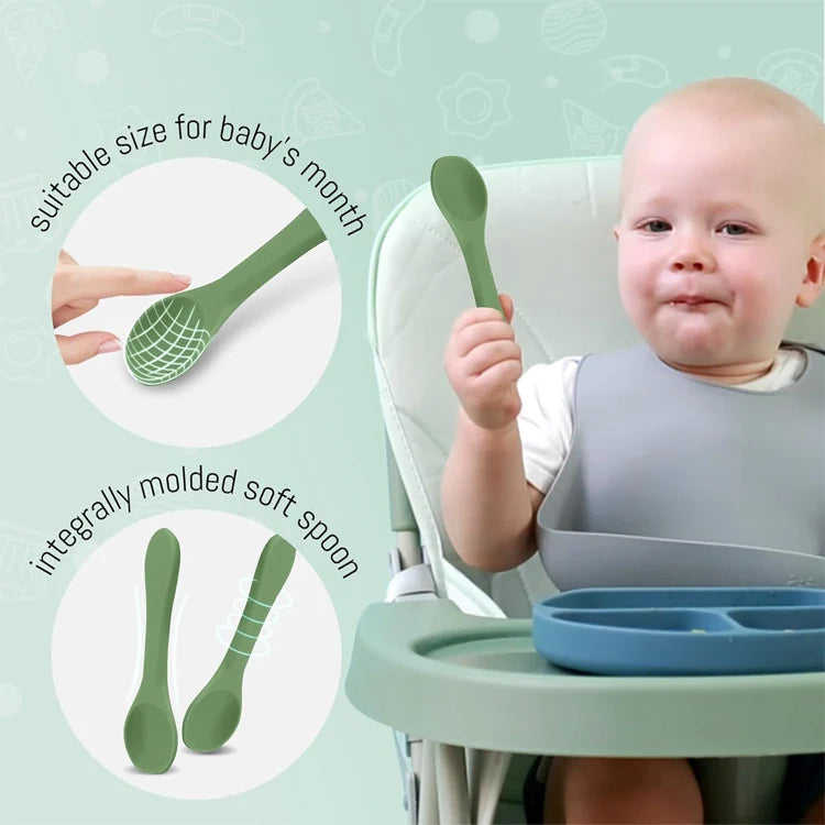 Silicone Toddler Weaning Set with Adjustable Bib and Suction Bowl