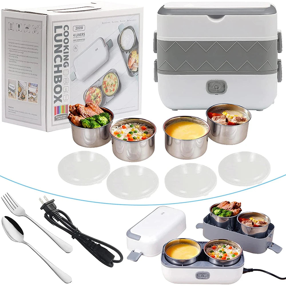 Home Office 200W Portable Heater Food Warmer Lunch Box,2 Layers Self Heating Electric