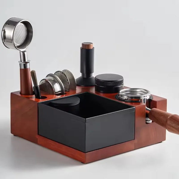 51-58mm Tamper Distributor Portafilter 9 in 1 Espresso Tamping Station Knock Box