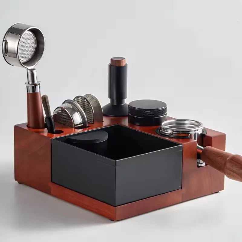 51-58mm Tamper Distributor Portafilter 9 in 1 Espresso Tamping Station Knock Box