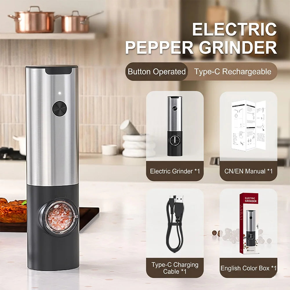 Gravity Sensing Electric Pepper Grinder Automatic Salt Spice Mill Kitchen Grinder