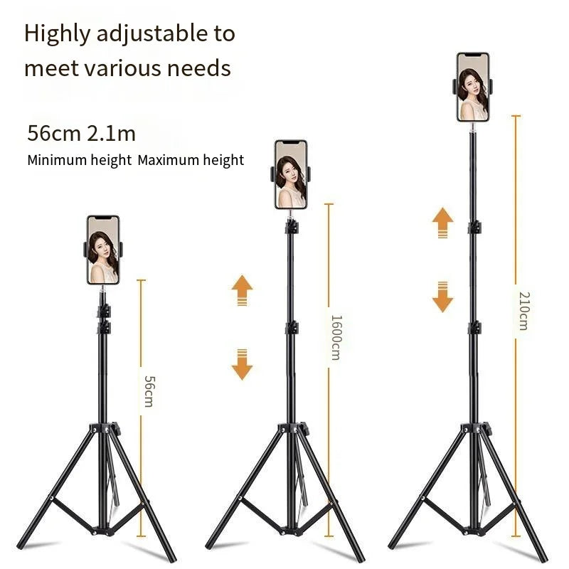 Portable Foldable Ring Light Stand with Phone Holder, Dimmable Live Stream Tripod