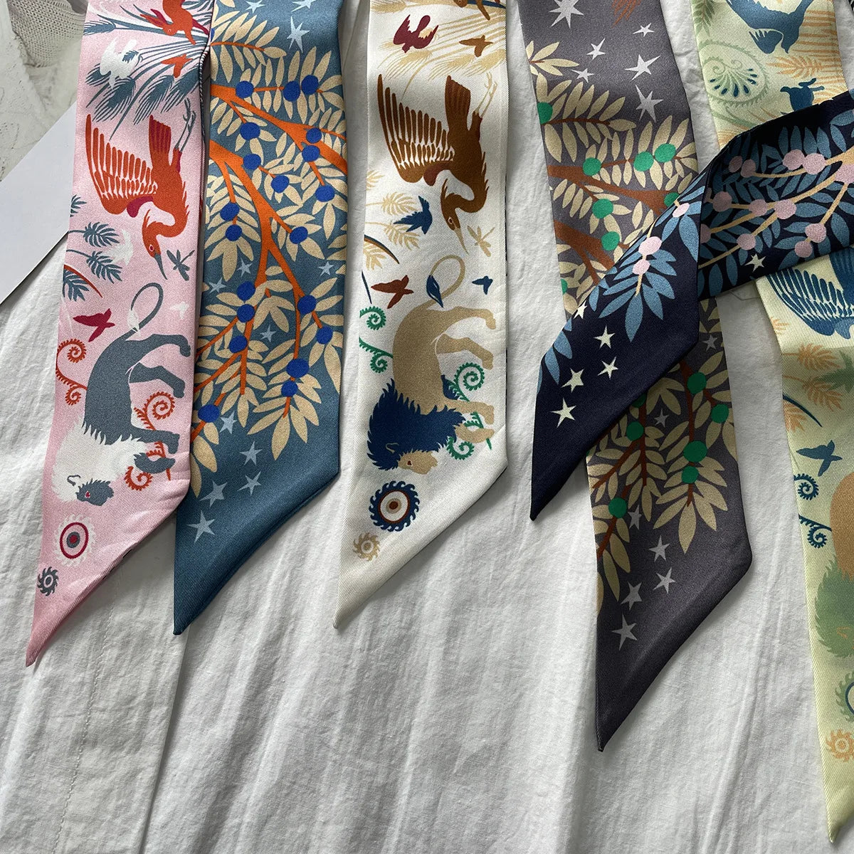 5*86 Cm Neck 100% Silk Scarf Custom Printing Scarves Designer Head Bag Women Stylish