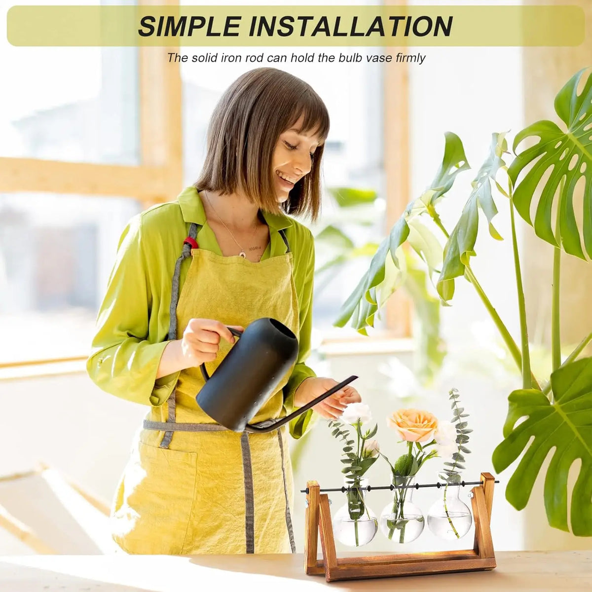 Flower/Green Plant Vietnam Propagation Stations with Pine Wood Stand Eco-Friendly Round
