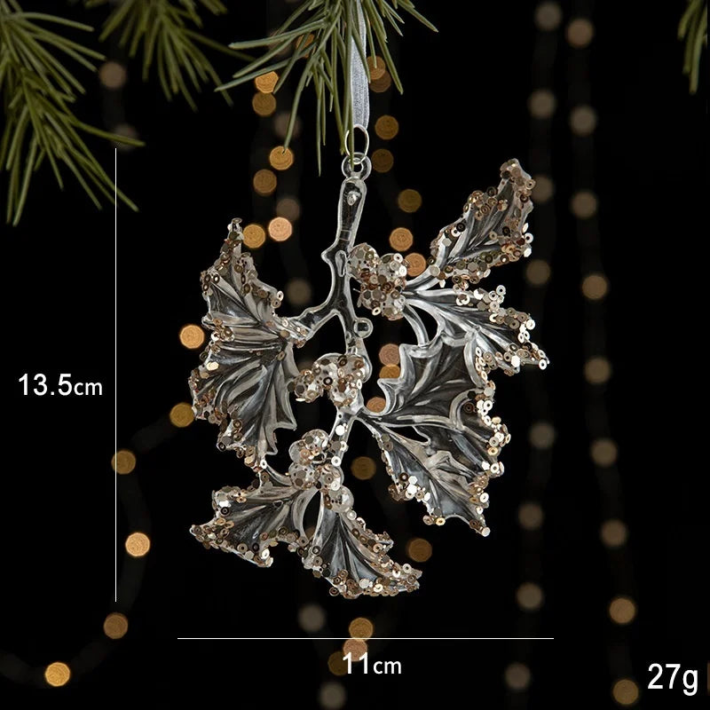 Christmas Ornaments Sequins Acrylic Transparent Snowflake Pendant Hanging Decor Christmas