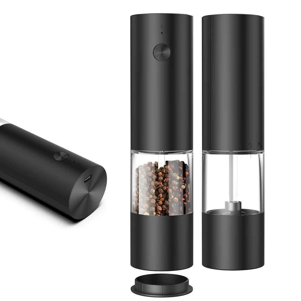 Electric Salt and Pepper Grinder Set Automatic USB Battery Pepper Mill Shakers Easy