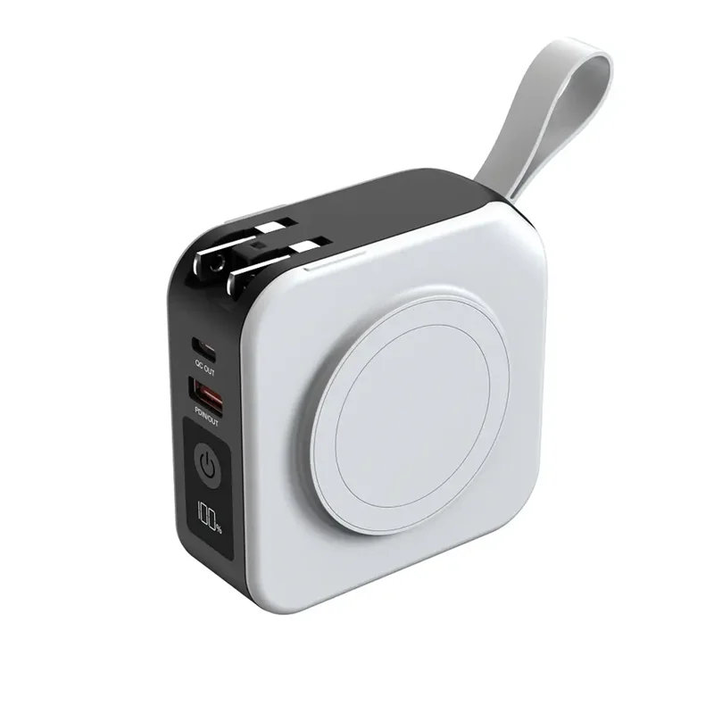 Magnetic Wireless Power Bank Universal Travel Charger Pouch 5-IN-1 with Plugs