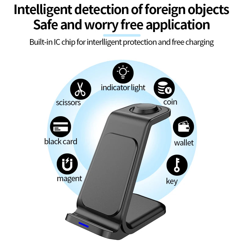 3 in 1 Wireless Charger Desktop Phone Magnetic Holder Desktop Convenient Charging Station