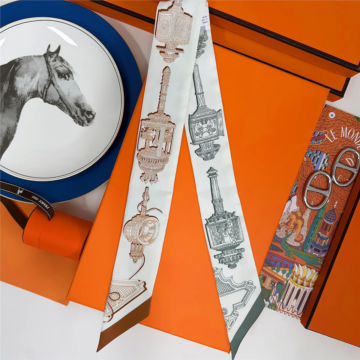 5*86 Cm Neck 100% Silk Scarf Custom Printing Scarves Designer Head Bag Women Stylish