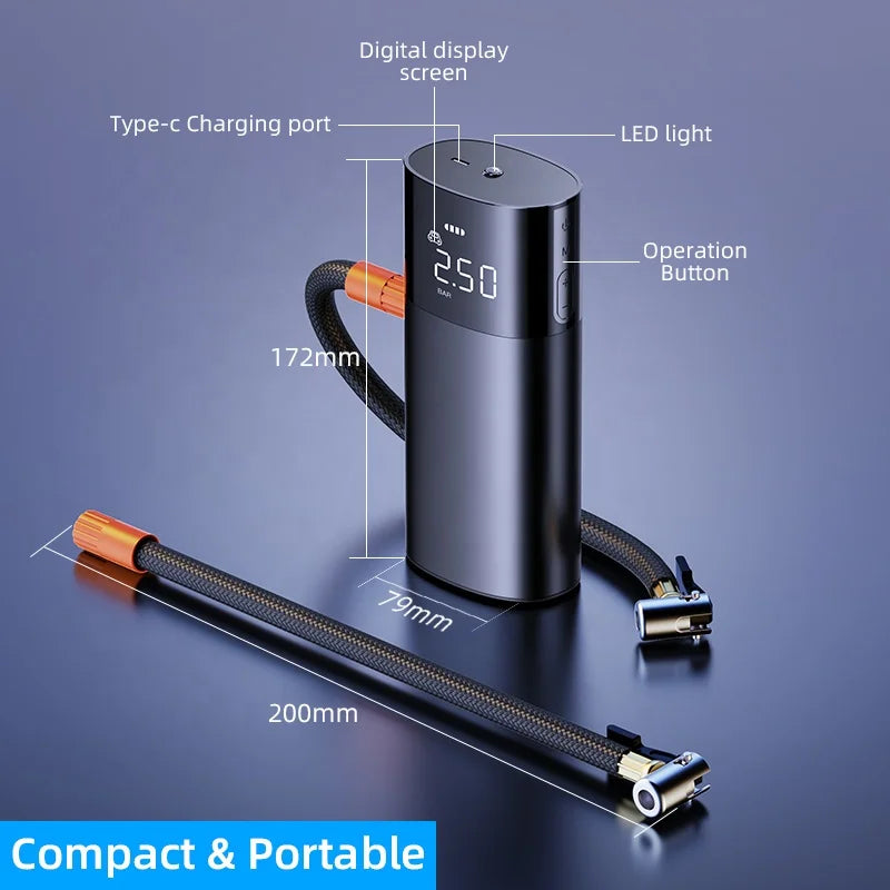 Wireless Digital Screen Display Alloy Multi-Function Car Air Compressor Portable Tire