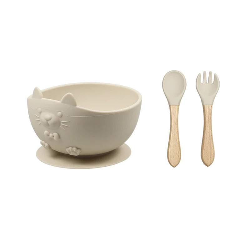 Food Grade Silicone Baby Feeding Set With Cup Bowl Plate Bib Spoon and Fork Easy Clean