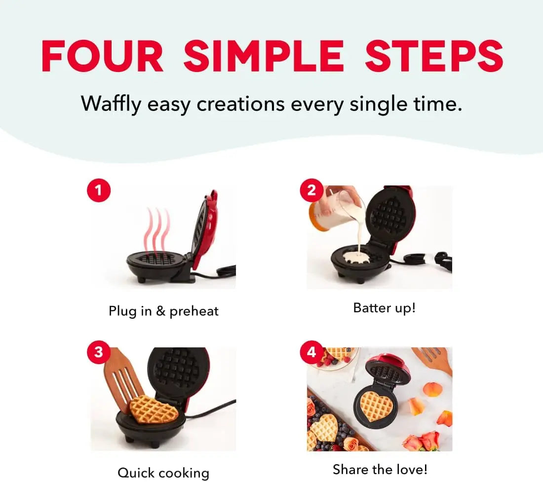 Electric Mini Waffle Maker Sandwich Maker Ceramic Coating Non-Stick Plates PBT+Aluminum