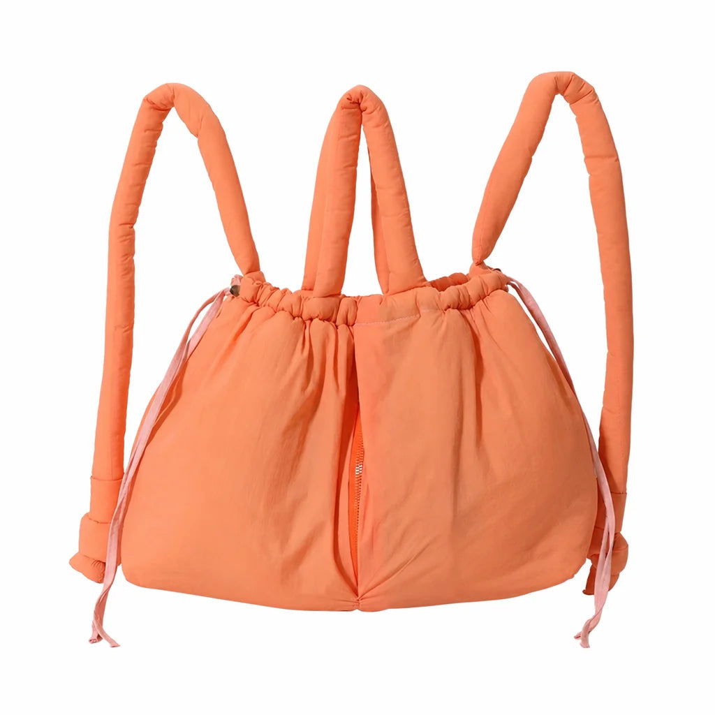 Waterproof Nylon Tote Bag Padded Handles Pillow Shape Foldable Shoulder Carry Handbag