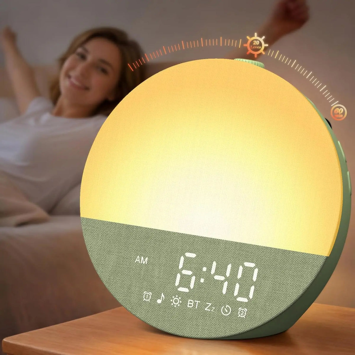Wake-Up Sunrise Alarm Clock: Gradual Sunrise Simulate for Dark Morning Bedroom - Dual