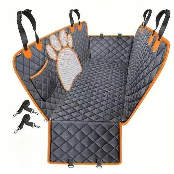 Oxford Waterproof Dog & Cat Car Seat Cover-Hard Bottom Mesh Three-Sided Enclosed Back