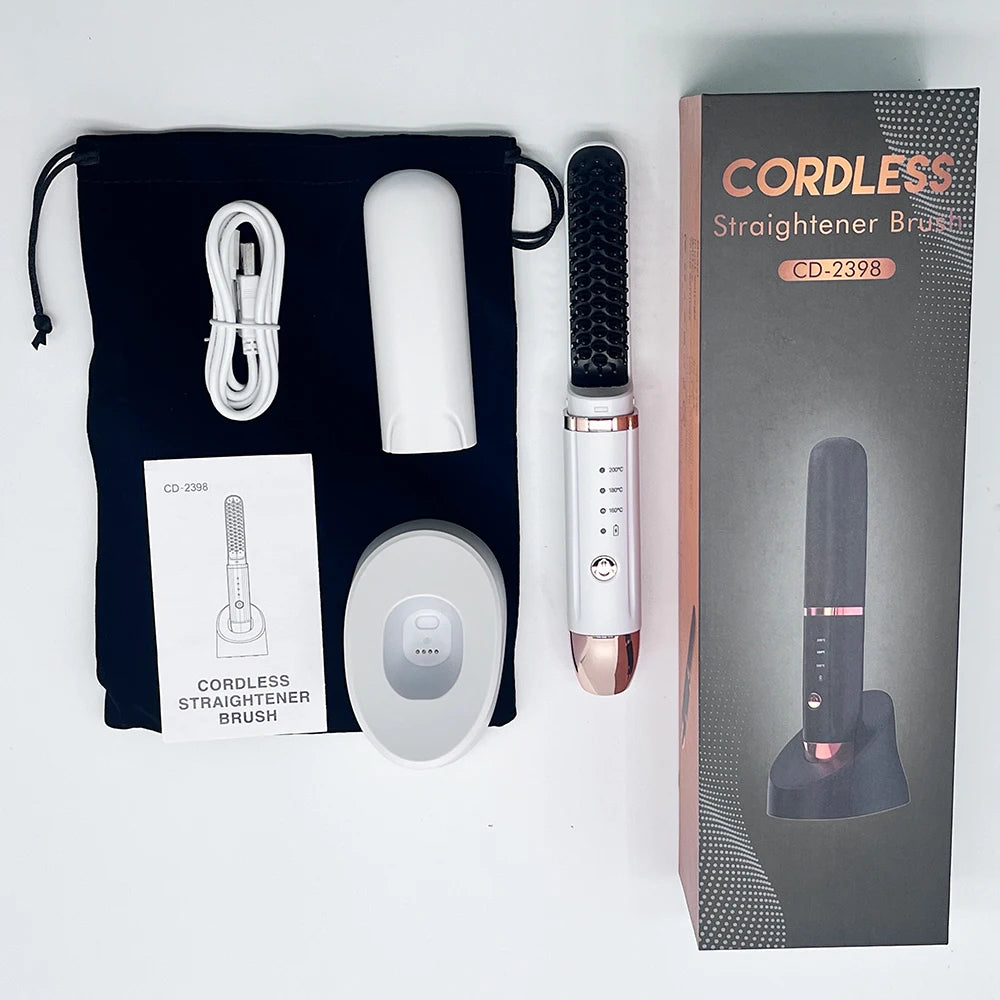 Professional Hair Straightener Rechargeable Fast Heater Beard Straightening Comb Electric