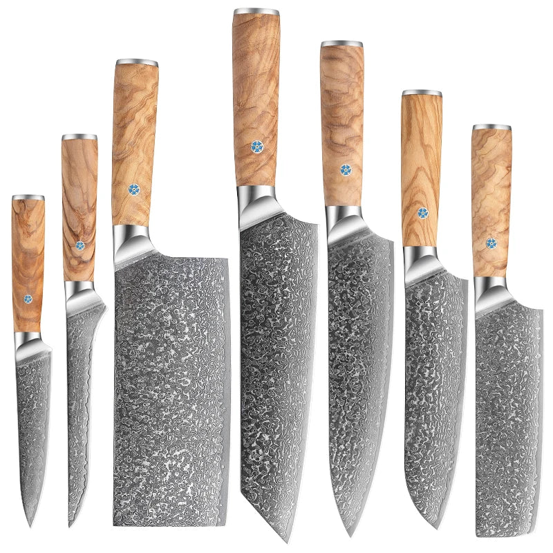 Professional Damascus 8inch Chef Knife Set VG10 Steel With Kiritsuke Santoku Paring