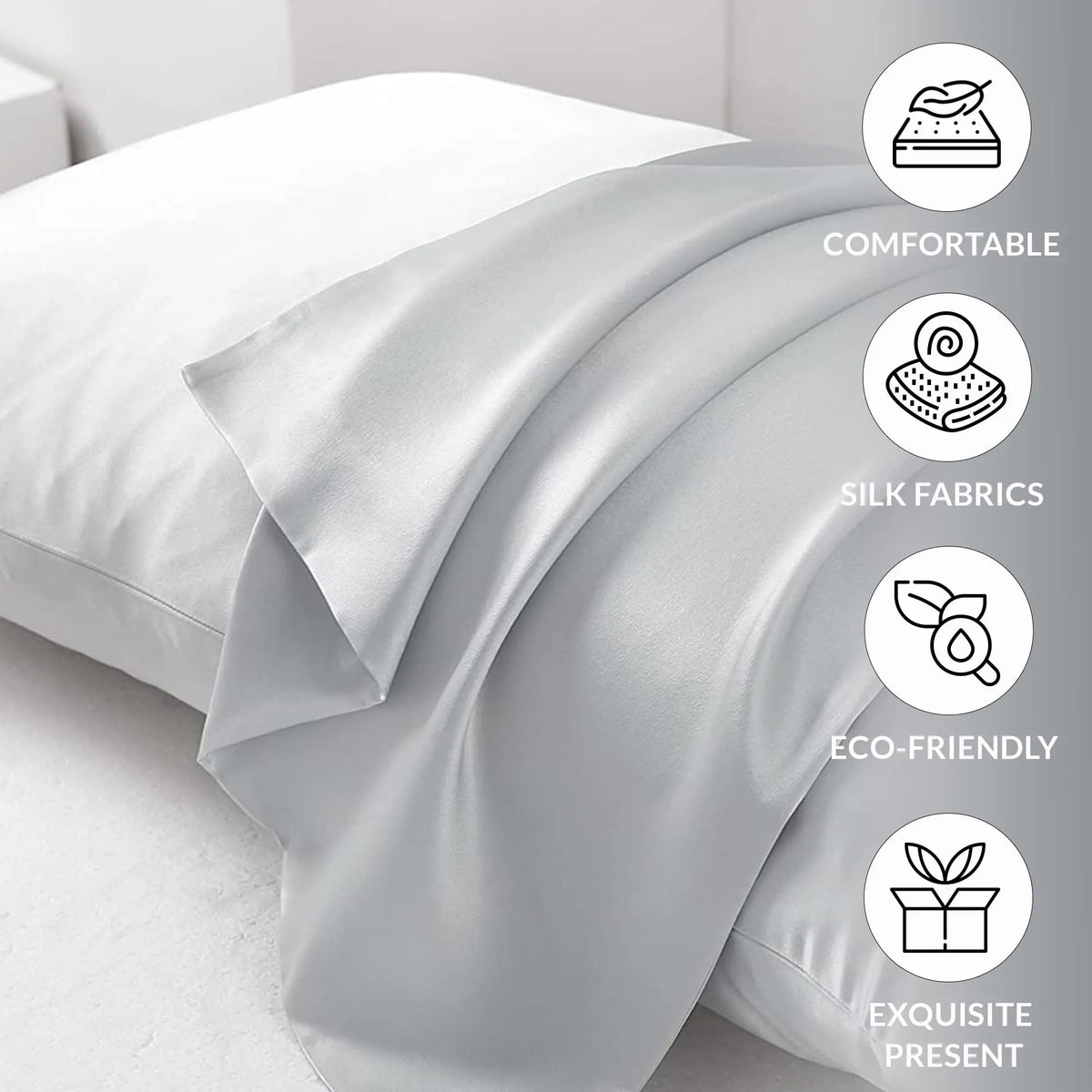 100% Pure Mulberry Silk Pillow Case 6A 16/19/22 Momme Embroidered Satin Cover with Gift