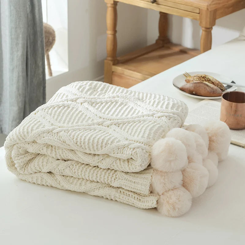 Chenille Chunky Knit Blanket for Winter Tv Sofa Nap Woven Throw Christmas Decoration