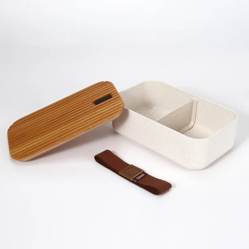 Goodi Journey Retangular Bamboo Fiber Bento Lunch Box Eco Bentobox with Bamboo Lid 34oz