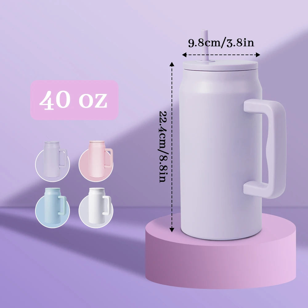 40oz Stainless Steel Insulated Tumbler with Straw Customized Design For Water Coffee Iced