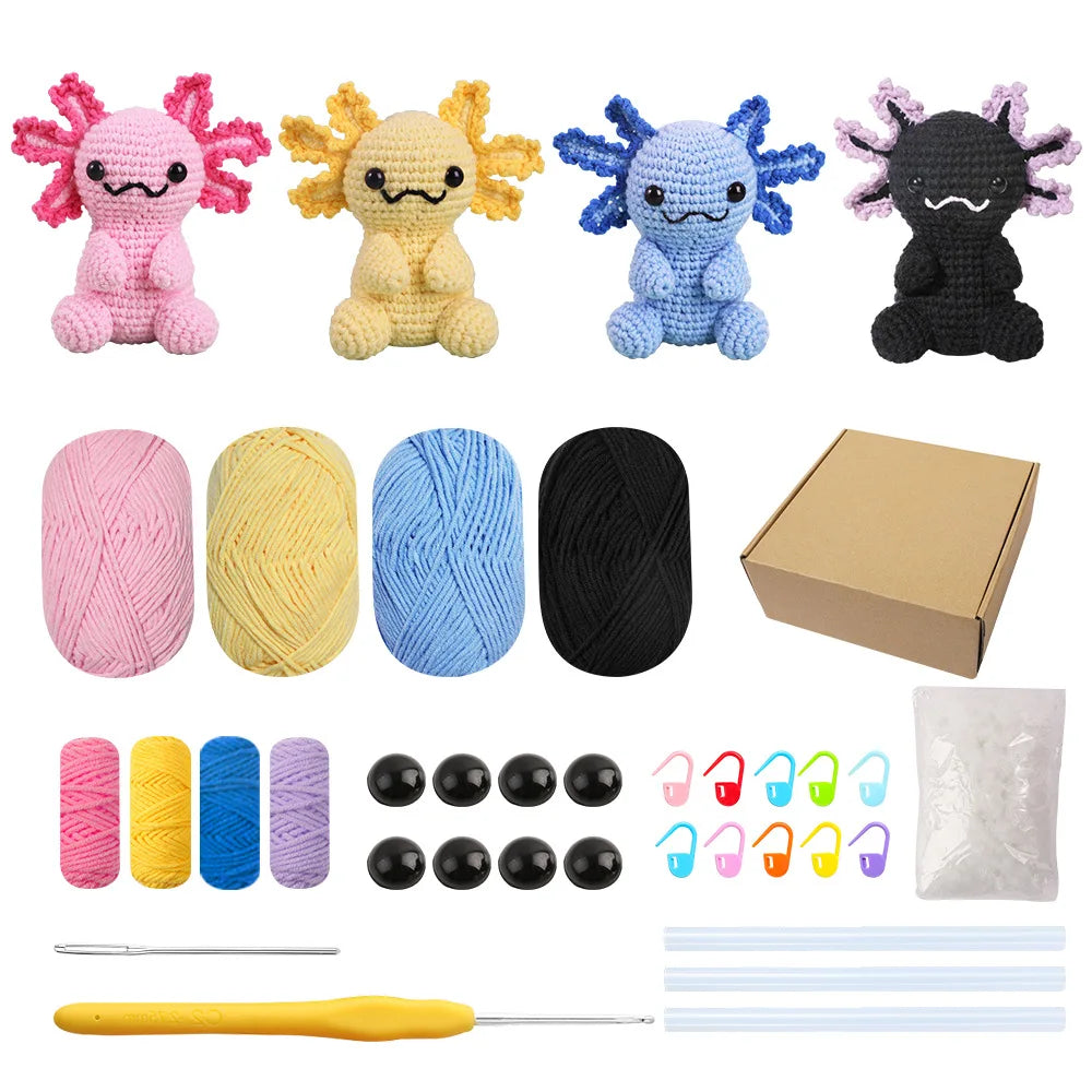 Animal Crochet Kit for Beginners DIY Amigurumi Starter Kit with Yarn Hook
