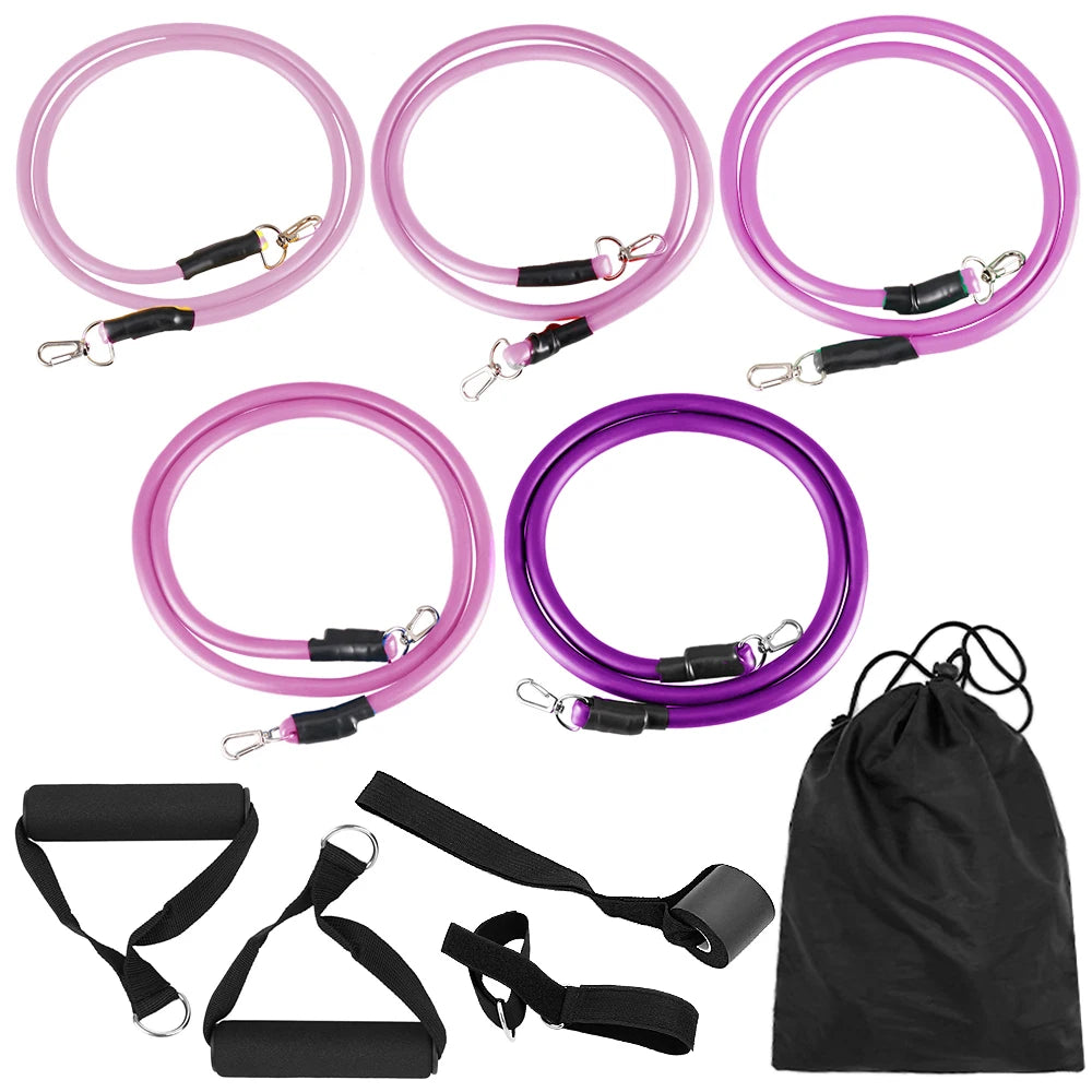 Yongsheng Brand Gym Resistance Bands Loop Set 11pcs TPE Exercise Bands Handles Jump Rope