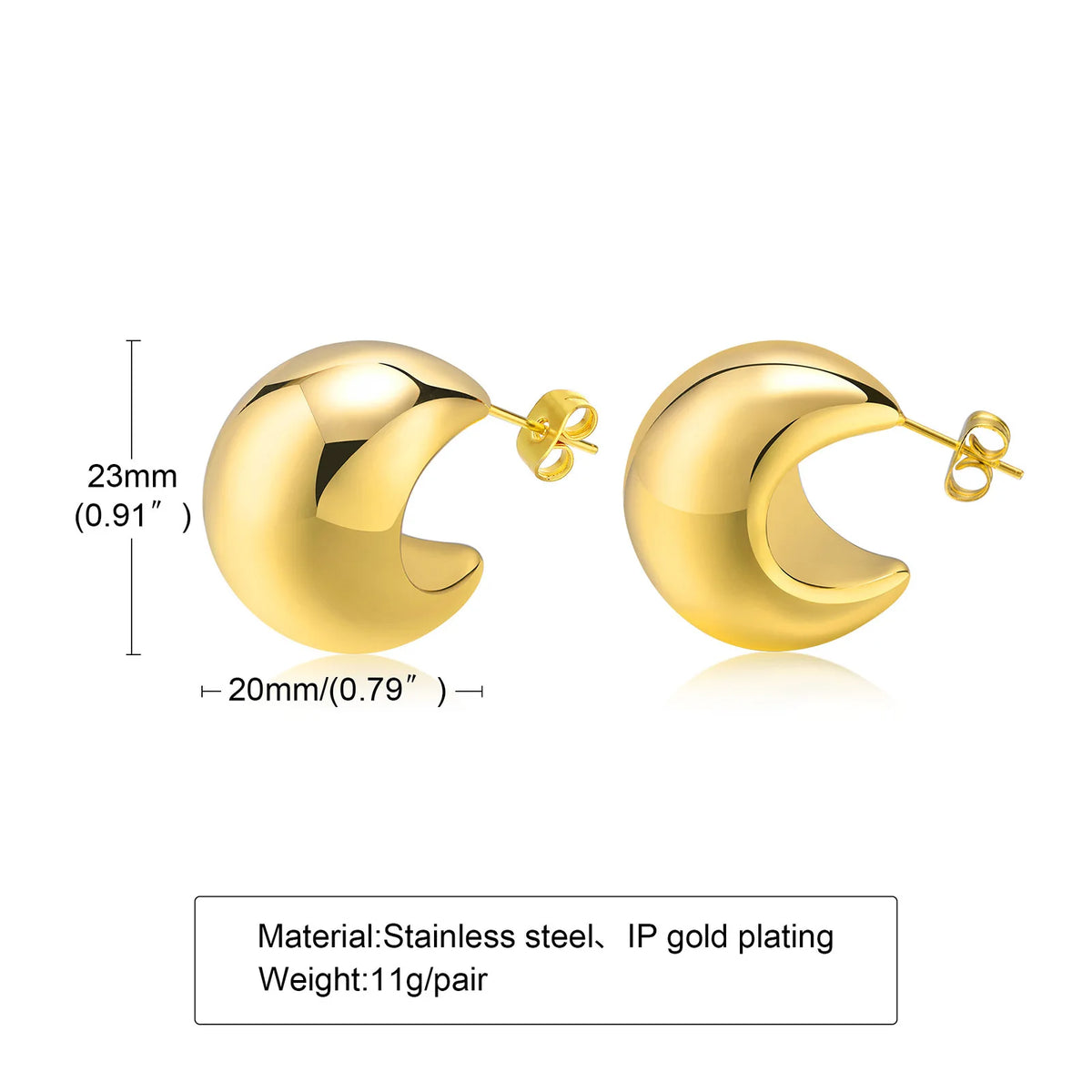 18K Gold Plated Stainless Steel Tarnish-Free Waterproof Hoop Earrings Women'S