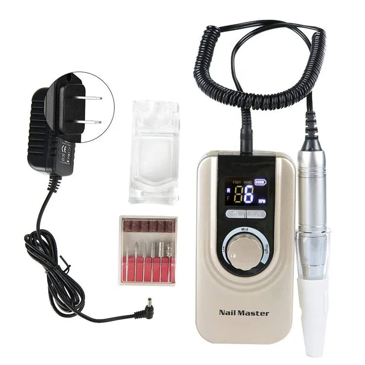 Electric Nail Drill Machine Portable 35000RPM Rechargeable Manicure Pedicure Machine