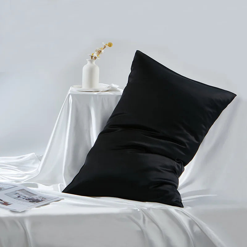 Double-Sided Satin Weave 100% Mulberry Silk Zippered Pillowcase 19 Momme for Bed Pillows