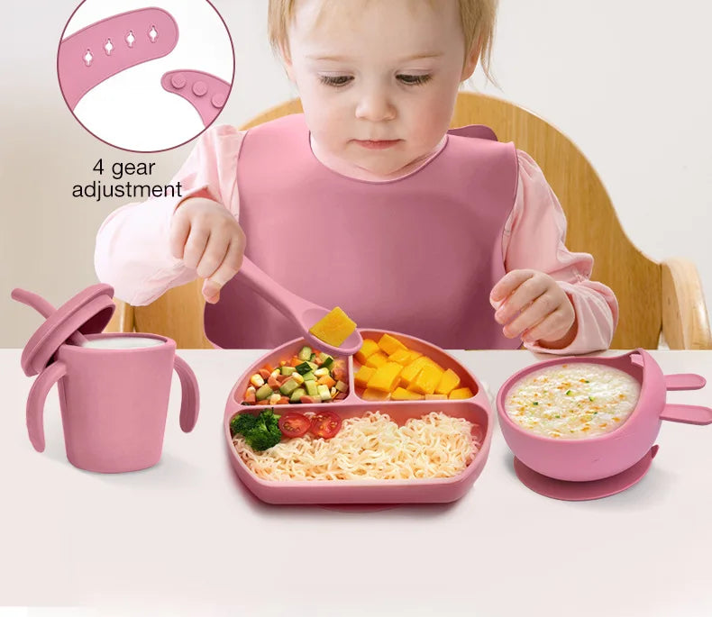 BPA-Free Silicone Baby Feeding Set for Training Infant Weaning Eating Utensils