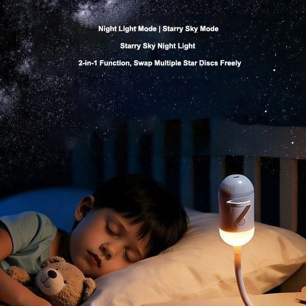 Projector Projection Night Light With RGB Starry Sky Feature USB Powered LED Warm White