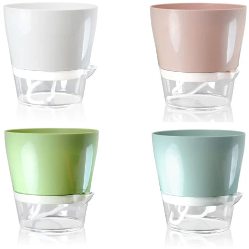 4Pack Bedroom Interior Self Watering Planter Easy Planters Indoor Plants Plastic Double