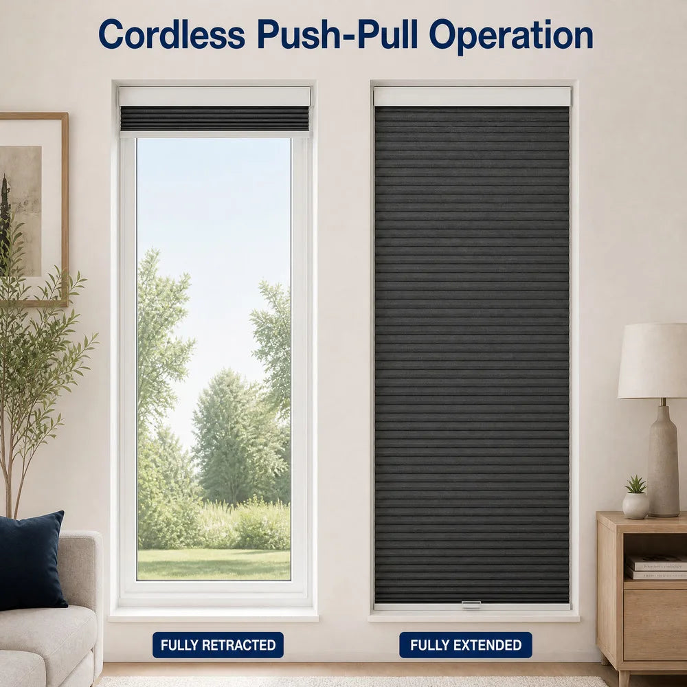 Finished Honeycomb Blinds Cellular Shade No Cord Cordless No Drill Finished 20mm Magnetic