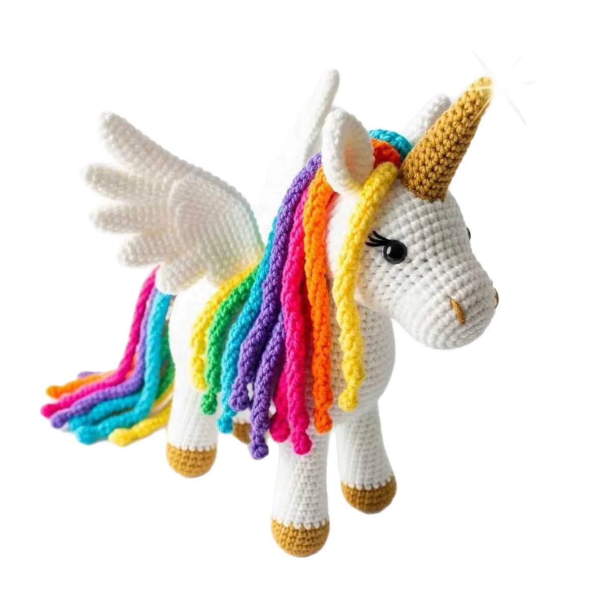 DIY Winged Unicorn Crochet Kit Amigurumi Pegasus Doll Rainbow Mane Yarn Tools Tutorial