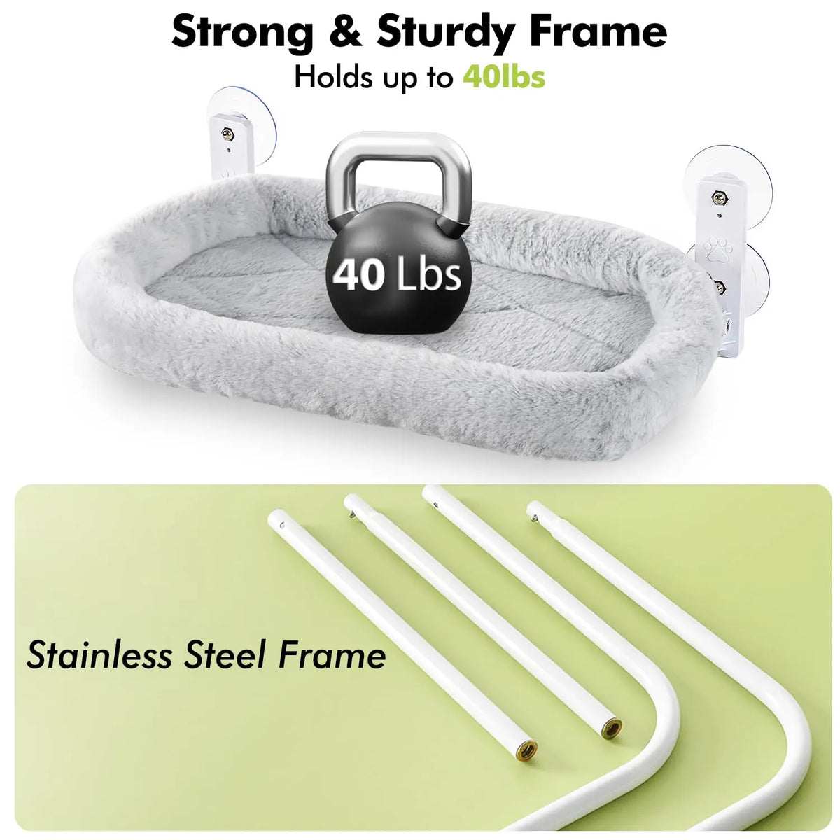 Custom Cordless Cat Window Perch with Metal Frame and Soft Cover Foldable Cat Hammock
