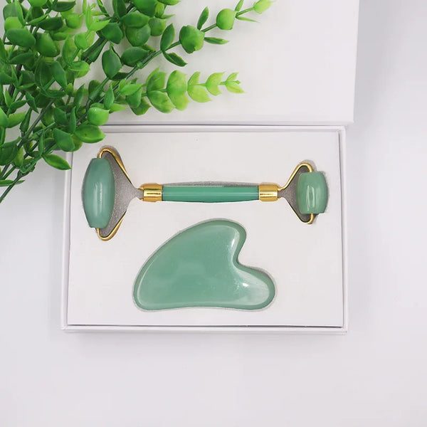 2 in 1 Natural Care Crystal Rose Quartz Jade Roller Gua Sha Box Jade Roller Set