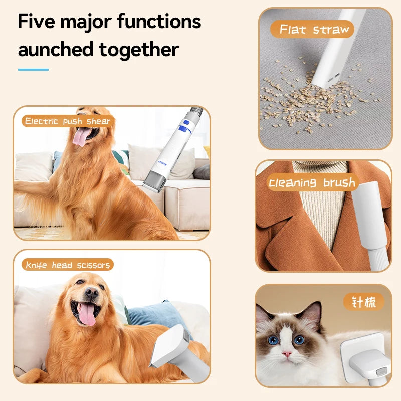 Km-cw2098 Vacuum Pet Grooming Kit with Clippers Trimmers Slicker Deshedding Brush Dog Cat